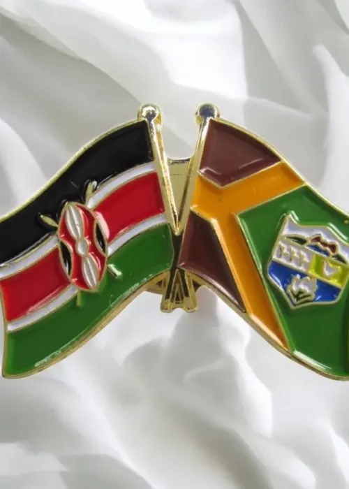 Kenya County Double Flags Lapel Pin