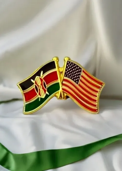 Kenya & USA Double Flag lapel Pin